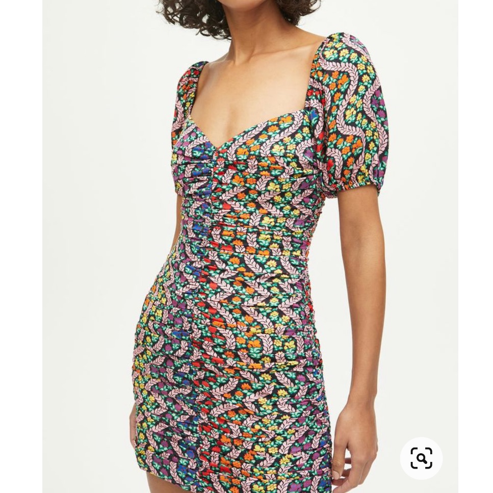 Rhode Esme Floral-Print Ruched Mini Dress Nwt